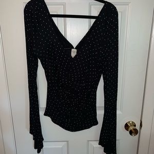 We The Free Polka Dot Flutter Sleeve Shirt